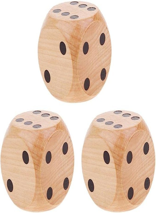 موريل مجموعة موريل من 3 قطع نرد خشبية كبيرة 3.5 سم بنقاط سوداء اللون - للعب لعبة السلم والثعبان، لودو، جينغا، حفلات الحانات، النزهات، ألعاب العمل، ملحقات ألعاب الطاولة. - Image 1